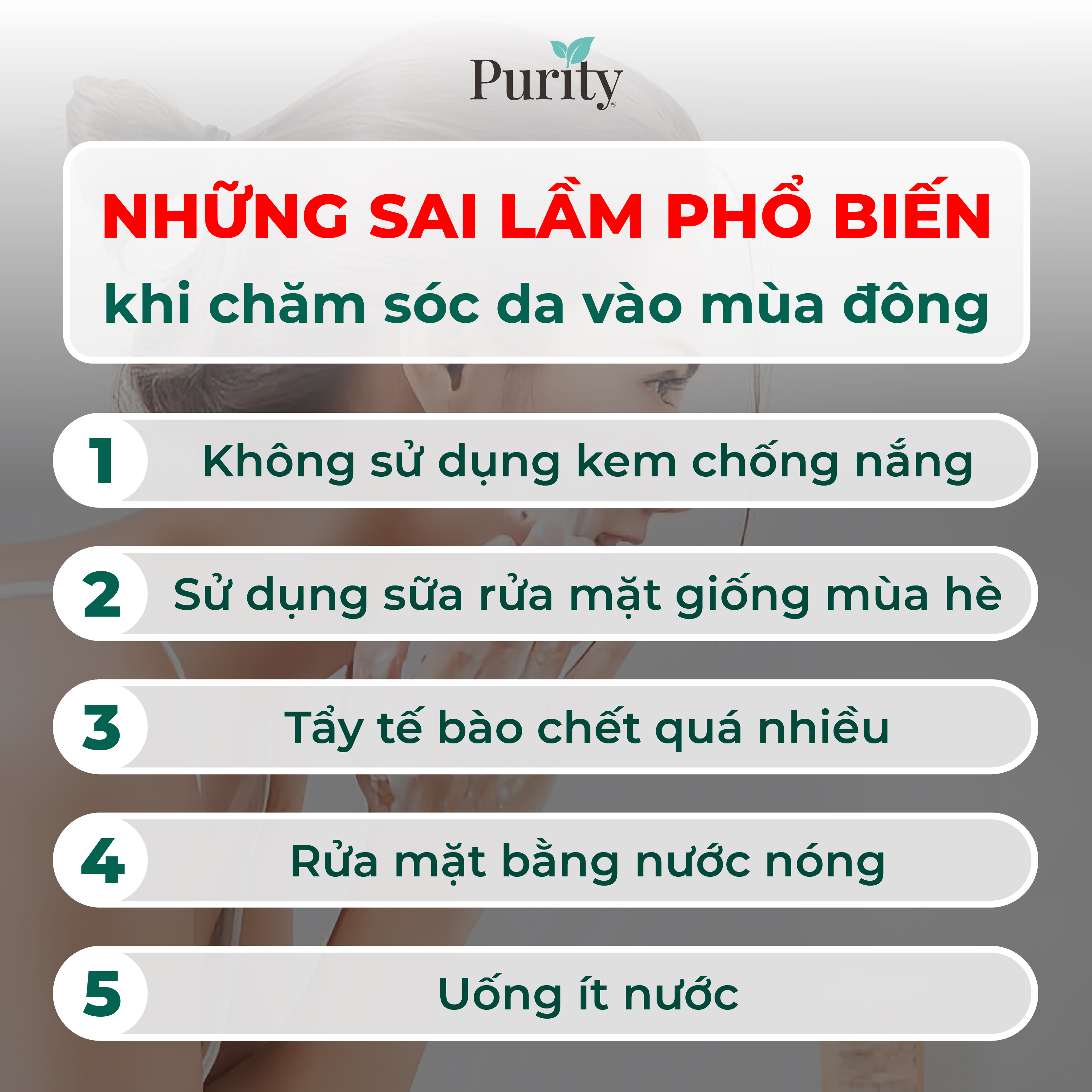 NHỮNG SAI LẦM PHỔ BIẾN KHI CHĂM SÓC DA VÀO MÙA ĐÔNG