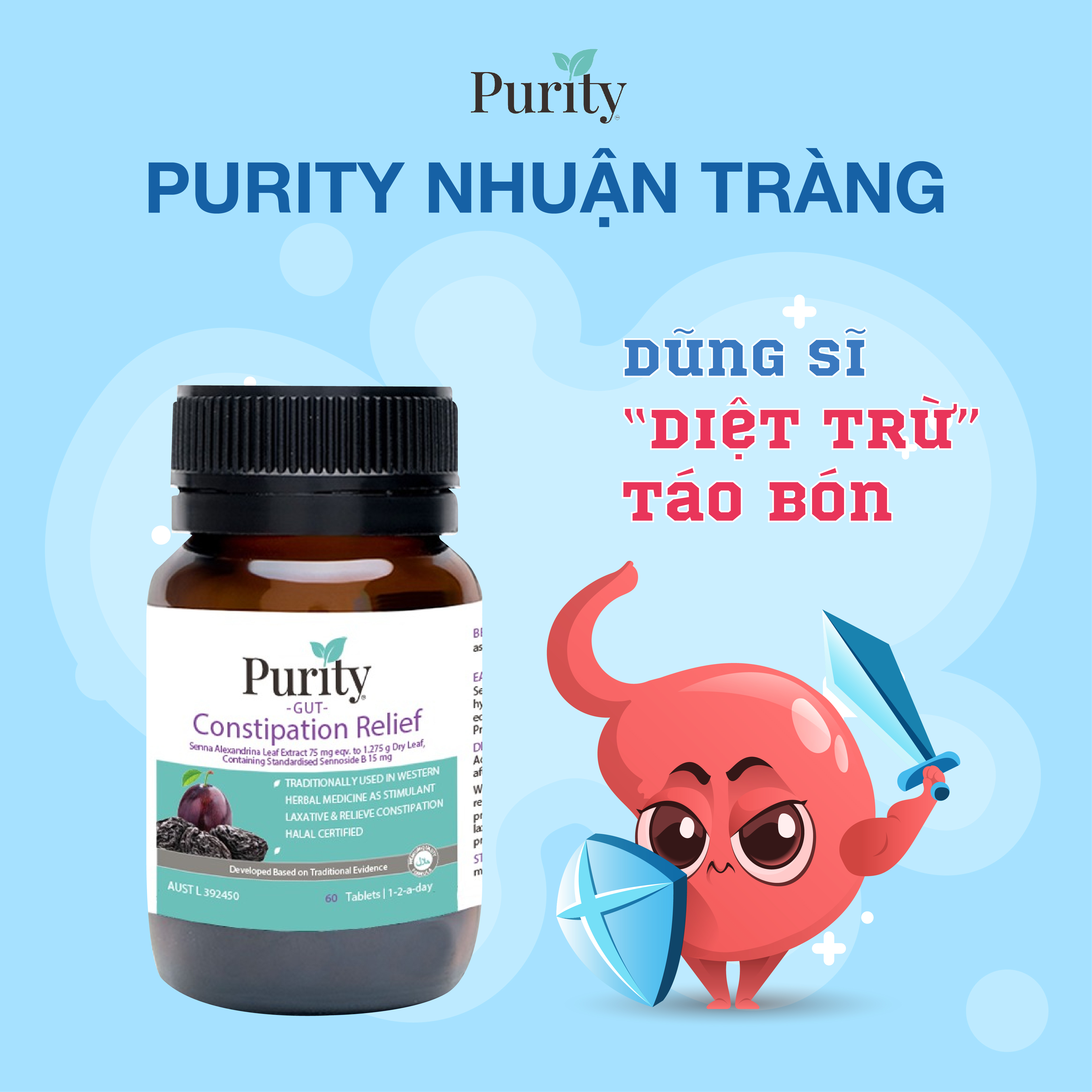 PURITY GUT CONSTIPATION RELIEF - DŨNG SĨ DIỆT TRỪ TÁO BÓN