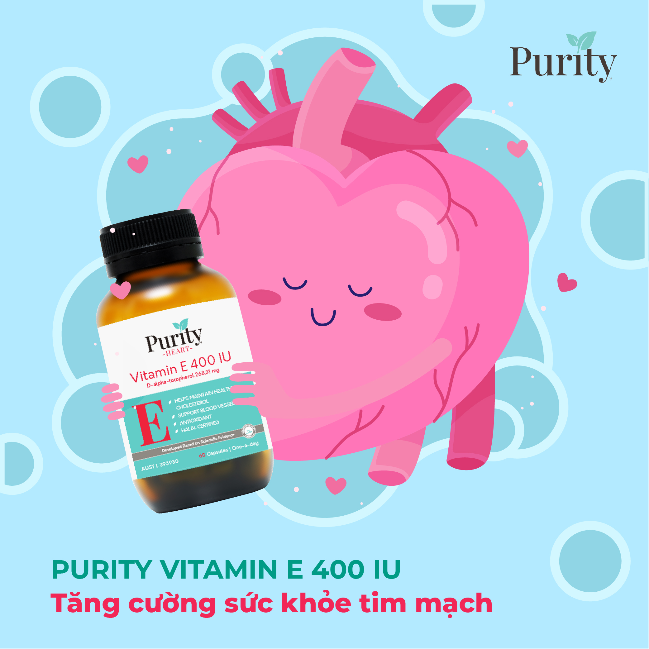 BẢO VỆ TIM MẠCH CÙNG PURITY VITAMIN E 400IU